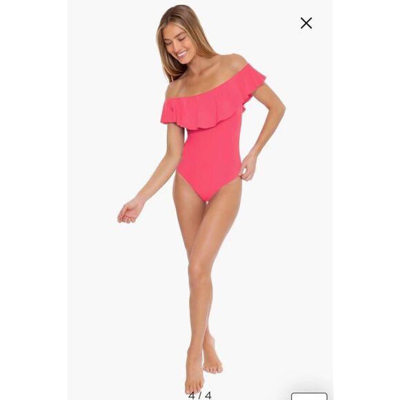 Trina Turk Monaco Off the Shoulder Ruffle One Piece Swimsuit - Picture 5 of 5